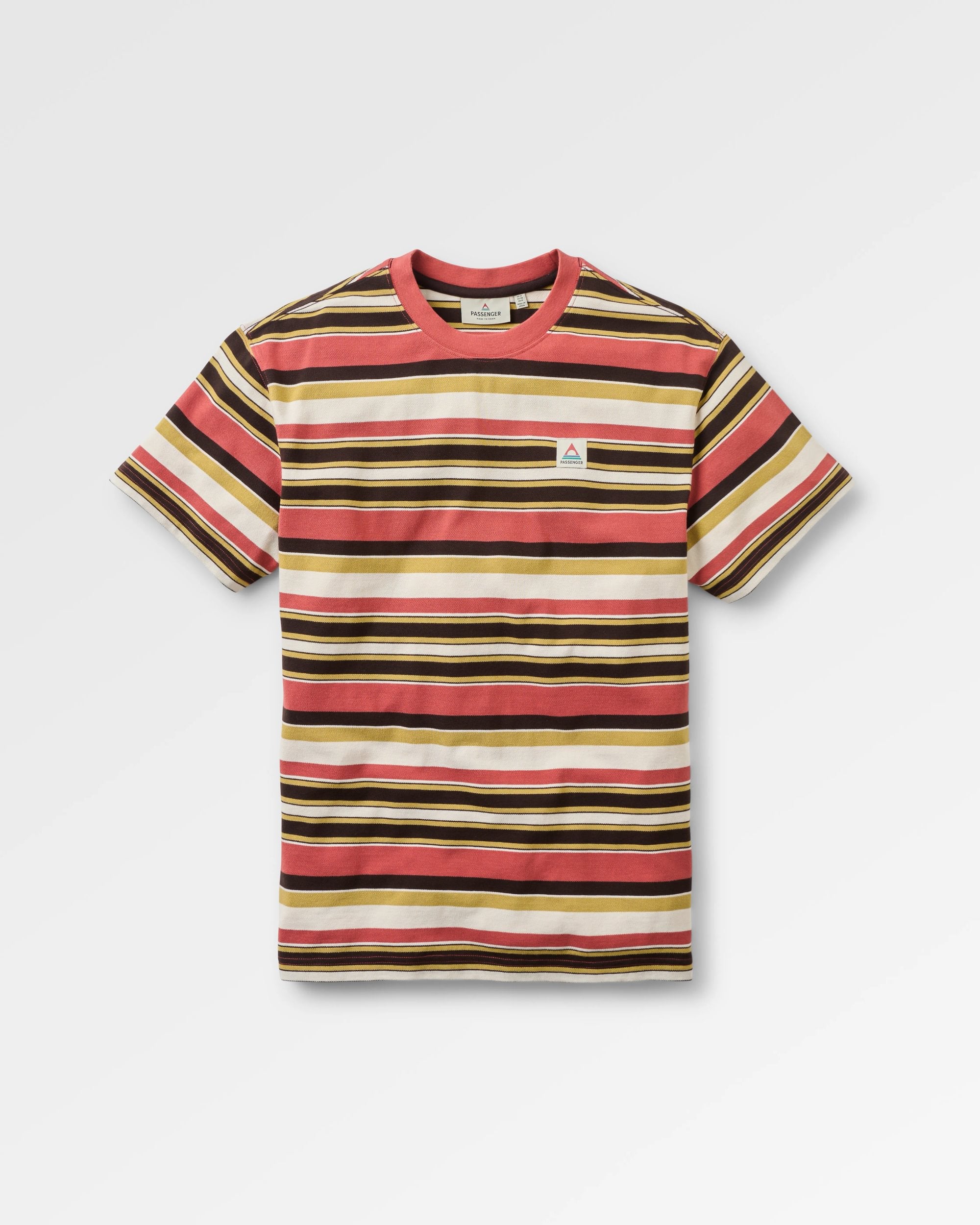 Wild Pine Relaxed Fit Stripe T-shirt - Redwood Multi Stripe - Flatlay