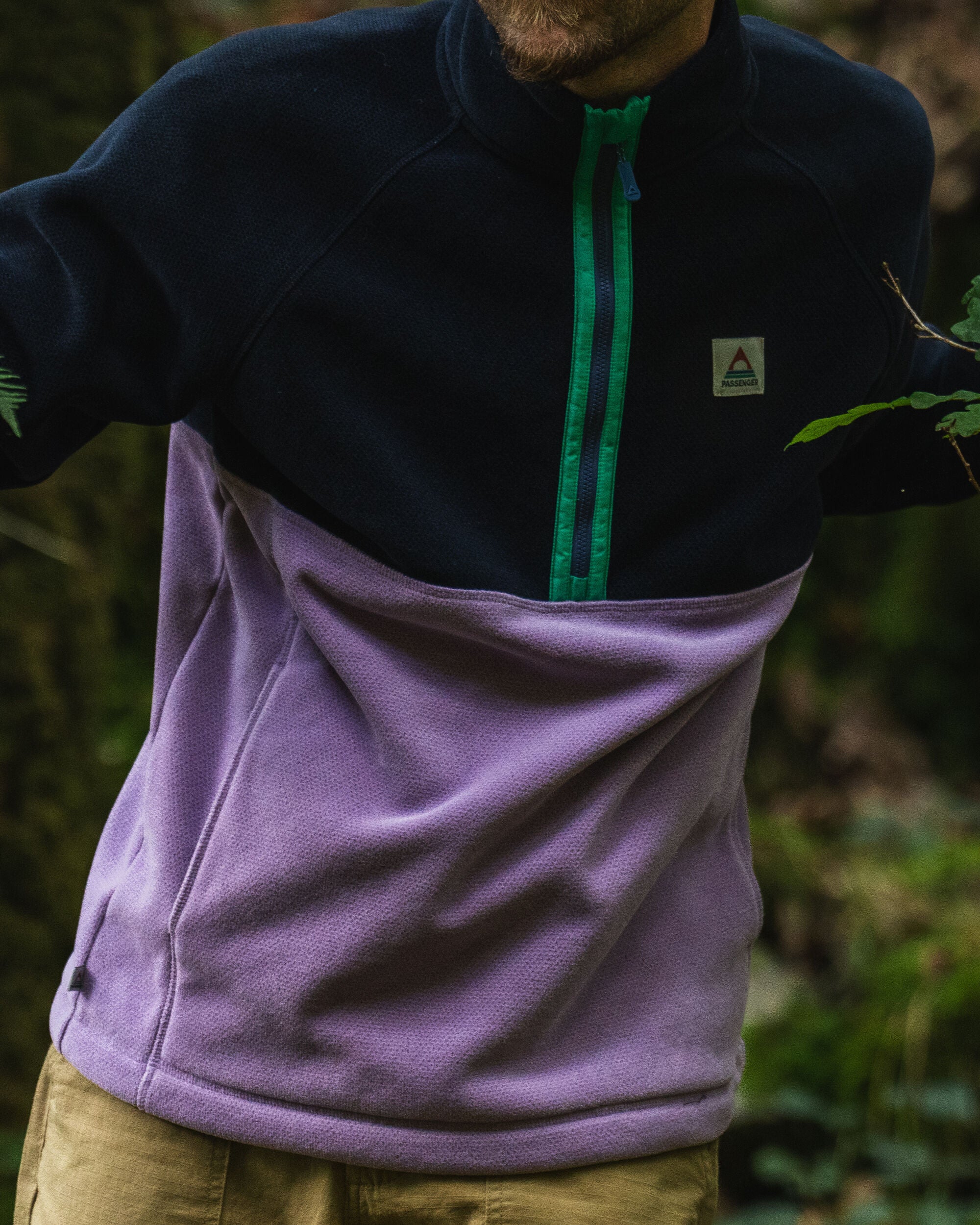 Men's Highland Recycled Polartec® Fleece - Lilac/ Deep Navy - Lifestyle