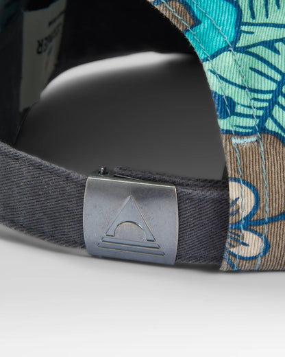 Coast Organic Cotton 5 Panel Cap Snapback Cap - Vintage Floral Aqua - Flatlay