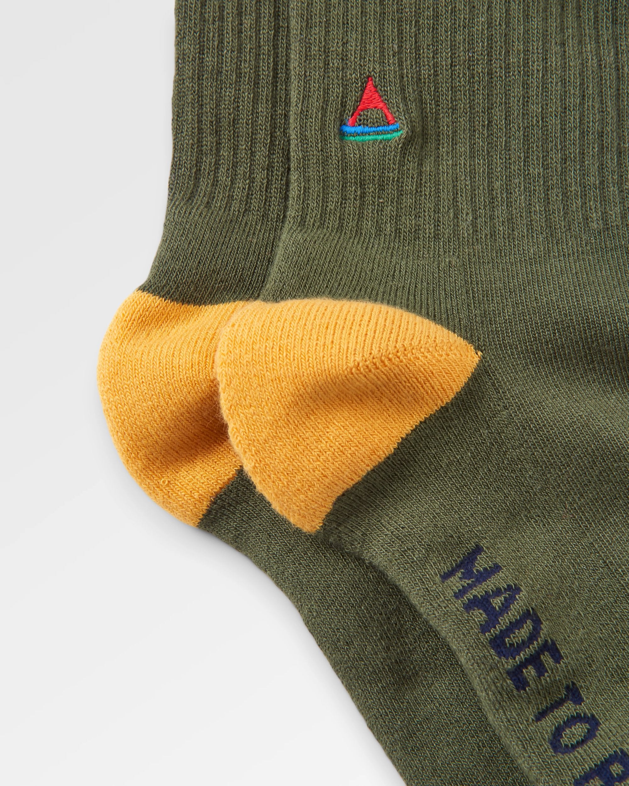 Organic Midweight Crew Socks - Khaki - Flatlay