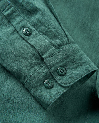 Arica Textured Organic Cotton Shirt - Deep Ocean - Flatlay