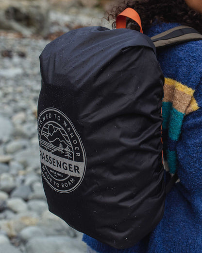 Recycled Waterproof Backpack Cover (18-35L) - Black - Lifestyle - Female