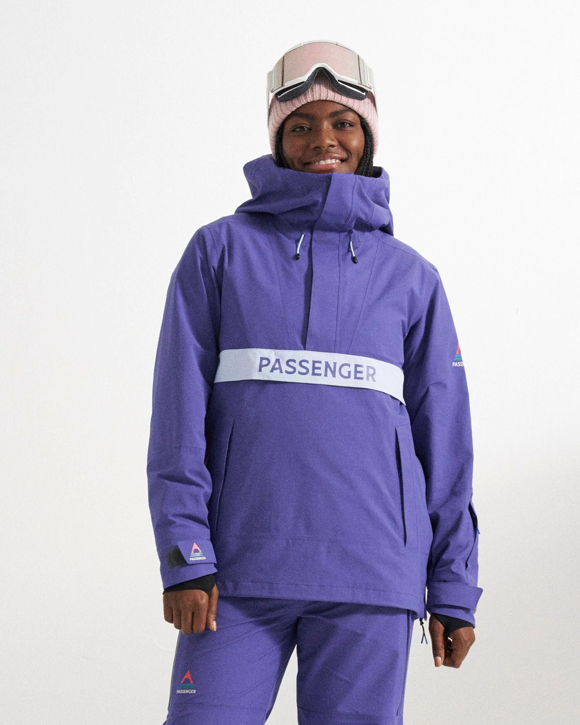Snowscape Women's Recycled Anorak - Purple Indigo - Studio Model