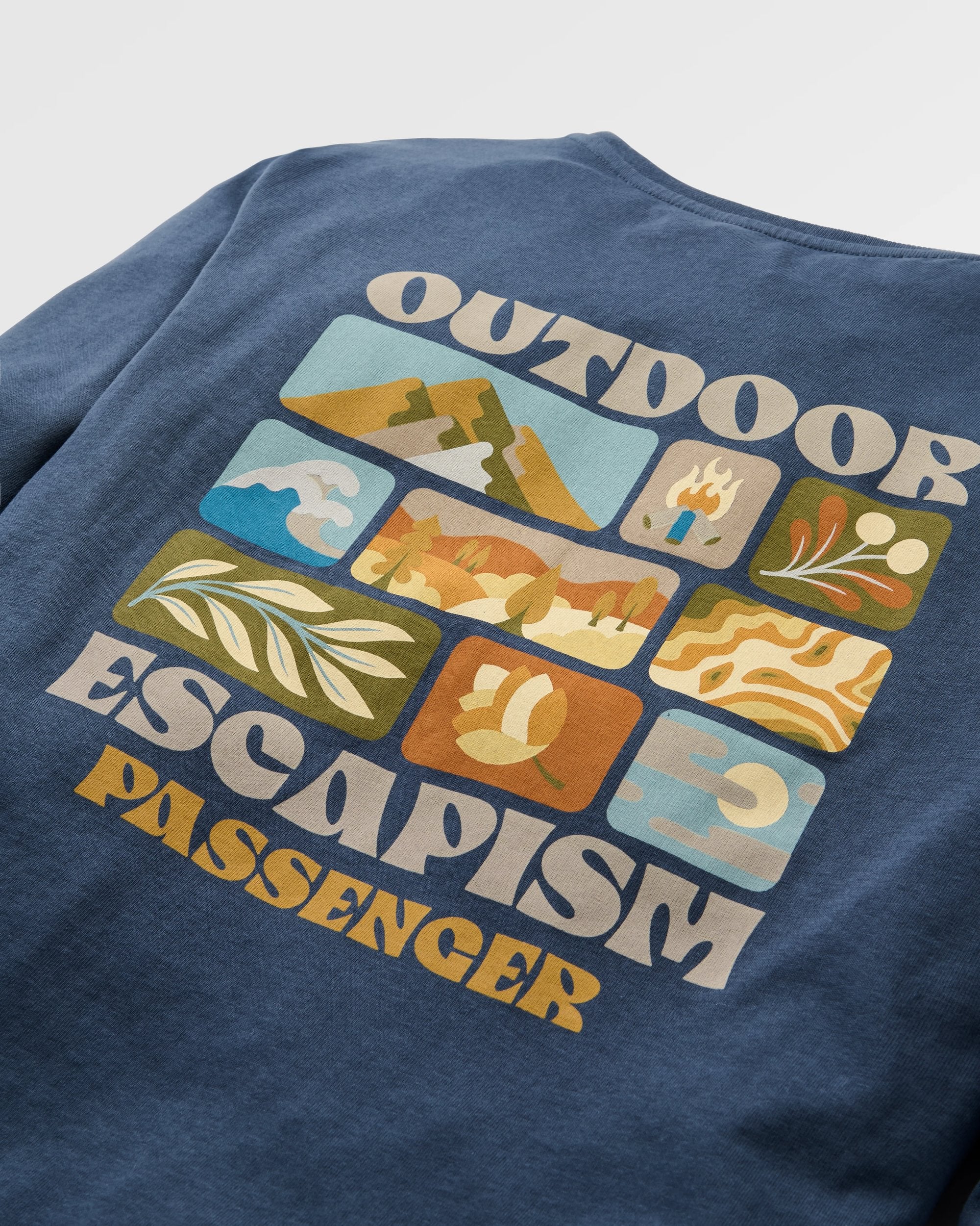 Patch Recycled Cotton LS T-Shirt - Rich Navy - Flatlay