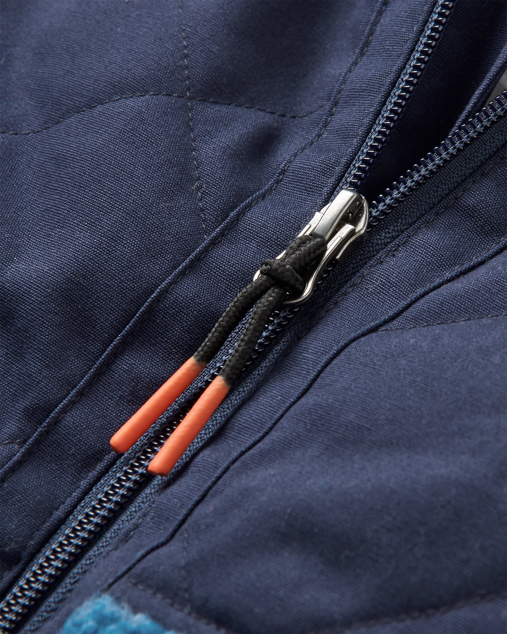 Sefton Recycled Deep-Pile Sherpa Full Zip Fleece - Abstract Mountain Blue Steel - Flatlay