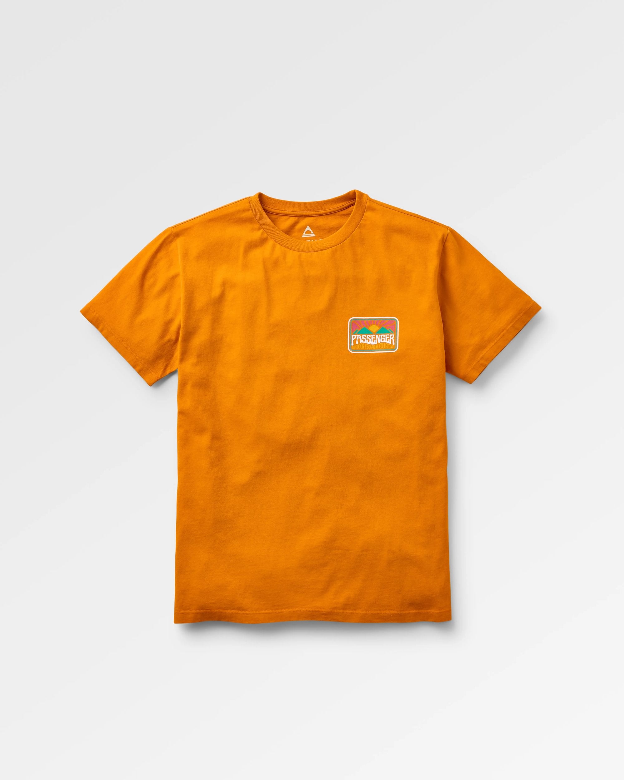 Golden Hour Recycled Cotton T-Shirt - Sunrise Orange - Flatlay