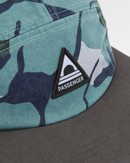 Coast Organic Cotton 5 Panel Cap - Abstract Trails Arctic - Flatlay
