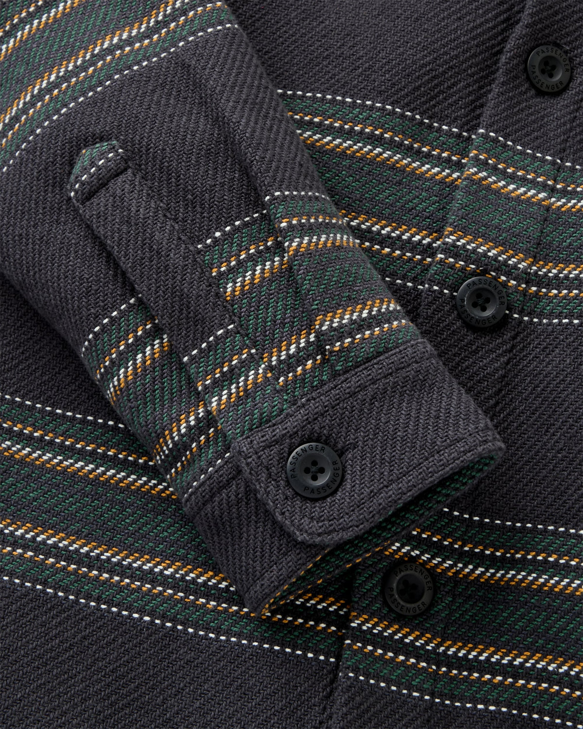 Island Heavy Twill Shirt - Faded Black Stripe - Flatlay