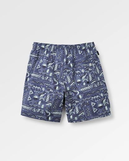 Drifter Beach Linerless Short - Elemental Geo Purple Indigo - Flatlay