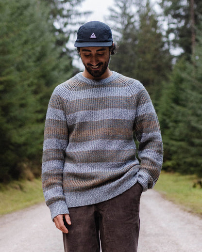 Fog Recycled Knitted Jumper - Faded Denim Multi Stripe - Lifestyle