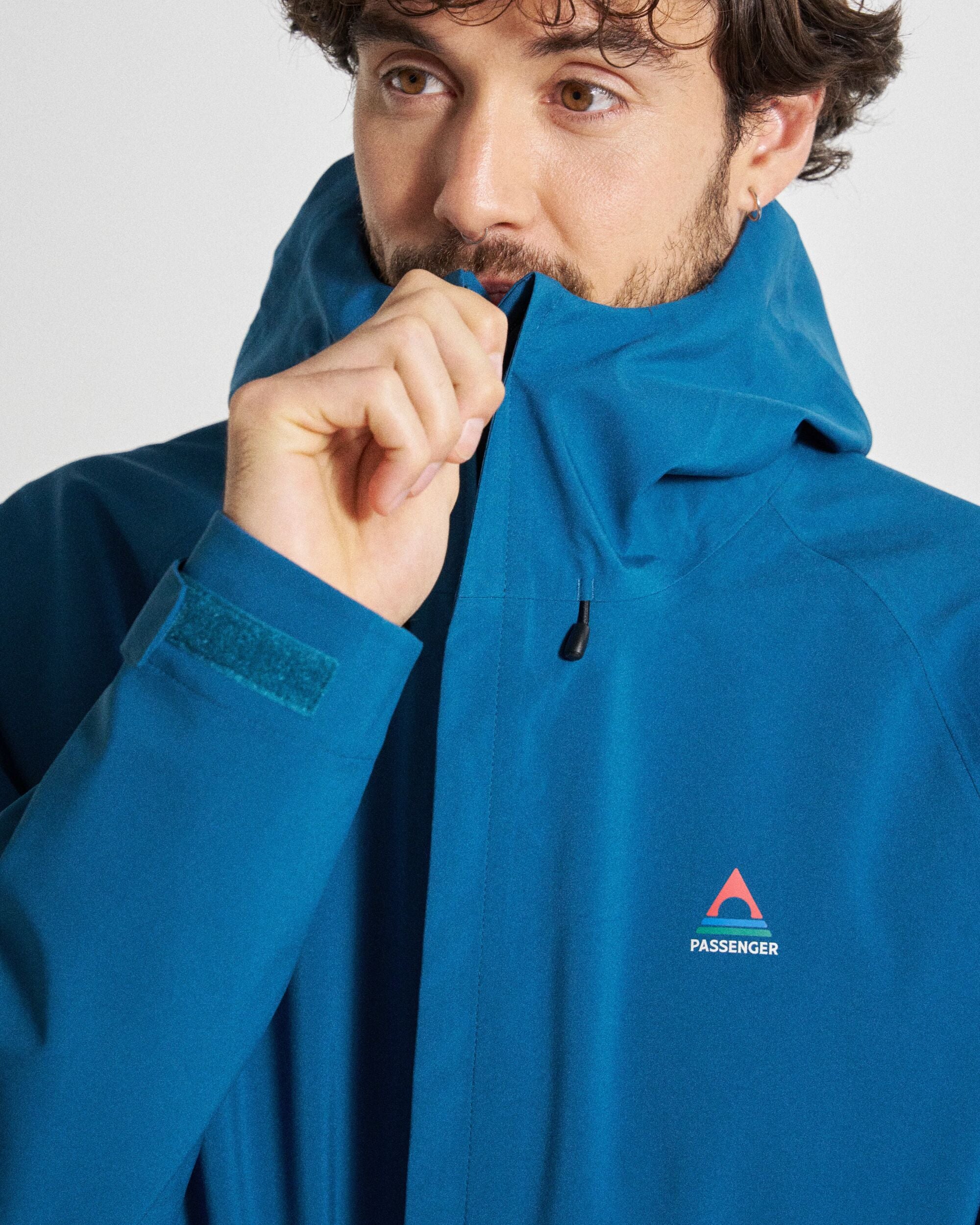 Five Season Recycled Waterproof Jacket - Tidal Blue - Studio Model
