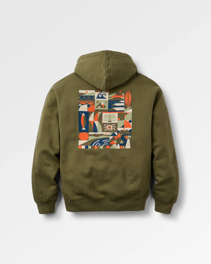 Lost On Purpose Relaxed Fit Hoodie - Khaki - Flatlay