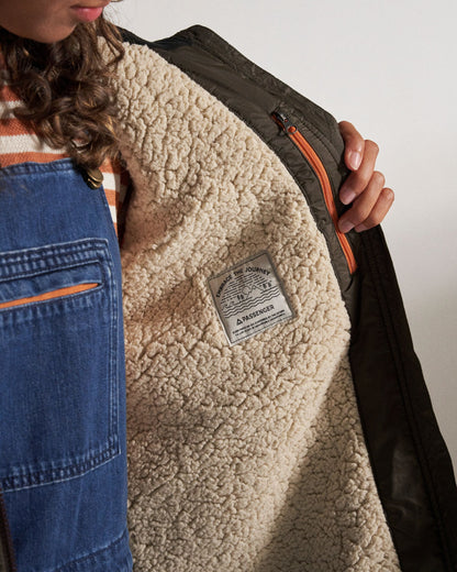 Flora Recycled Sherpa Lined Parka - Coffee - Studio Model