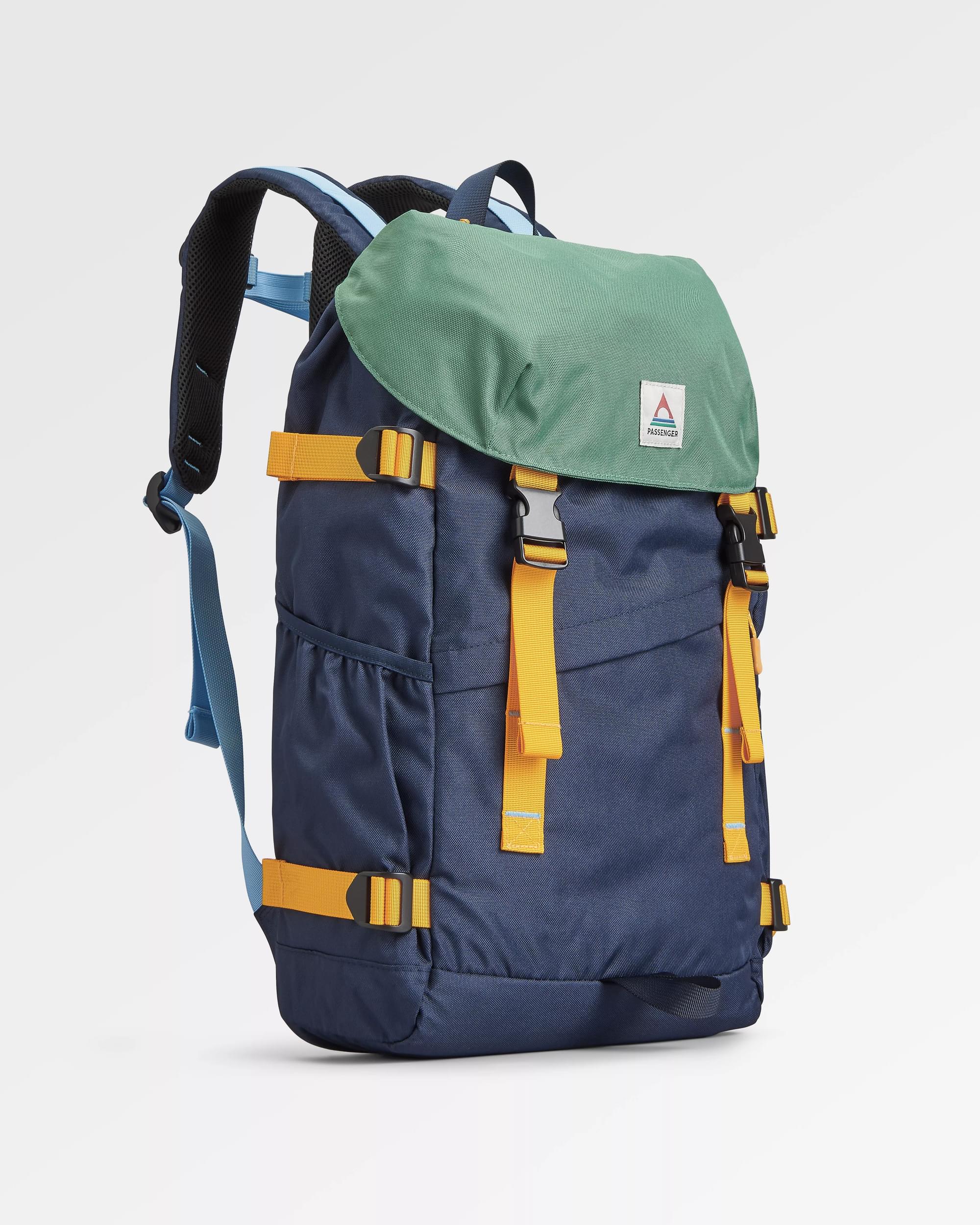 Boondocker Recycled 26L Backpack - Navy/ Laurel Green - Flatlay