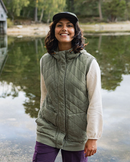 Clementine Recycled Quilted Vest - Khaki