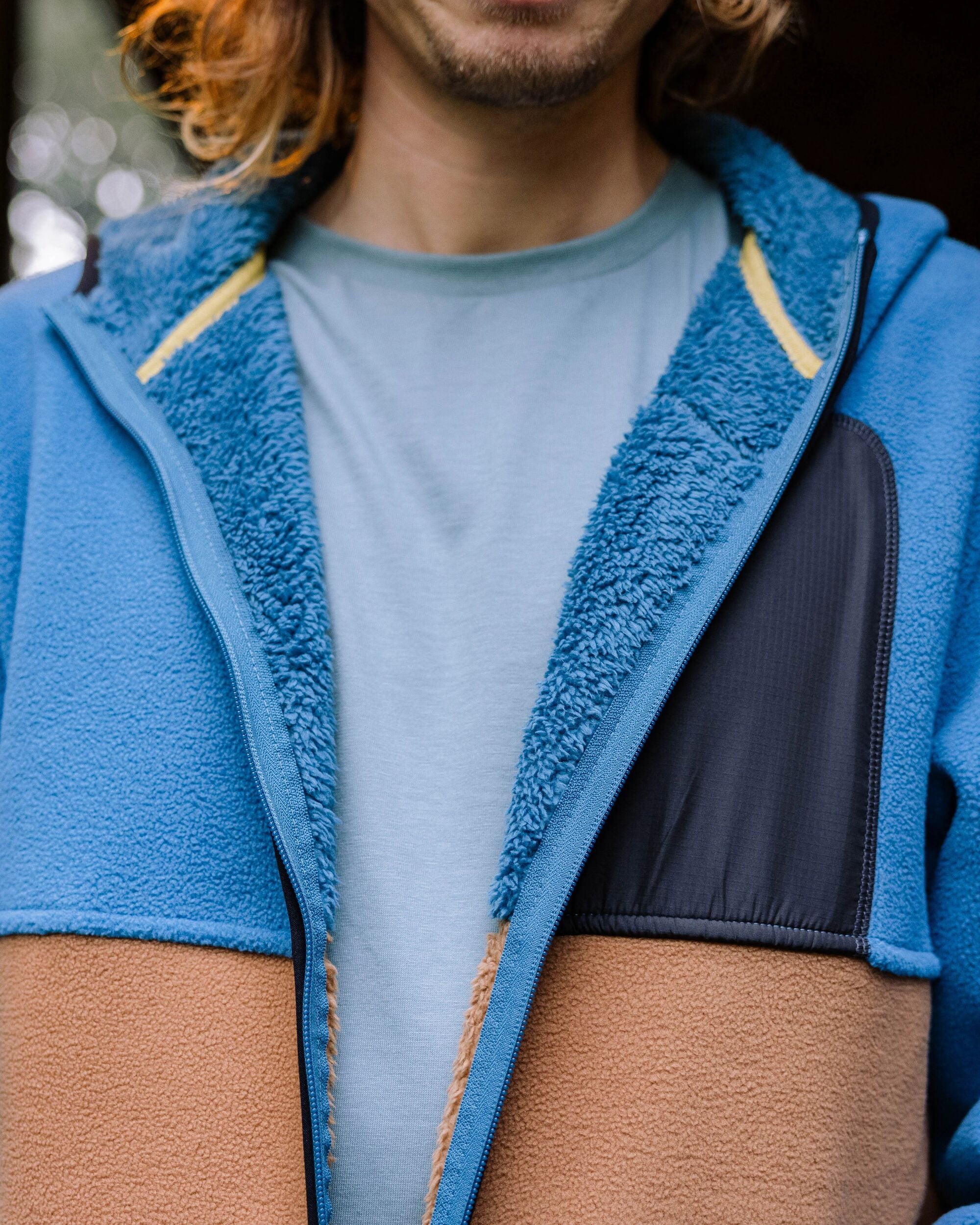 Loch Hooded Recycled Polar Fleece - Toffee/Blue Steel - Lifestyle