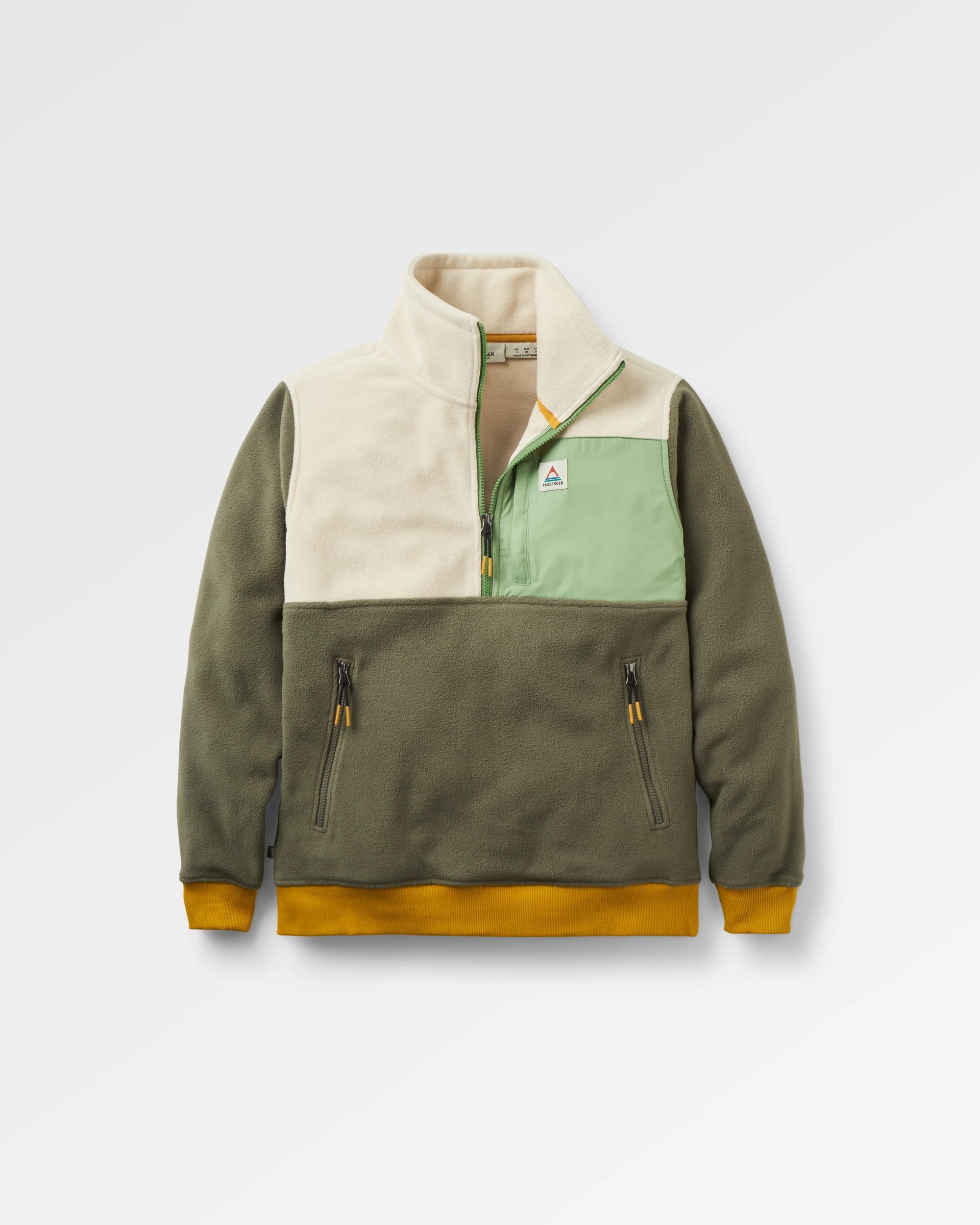 Caspian 1/2 Zip Recycled Polar Fleece - Dusty Olive - Flatlay
