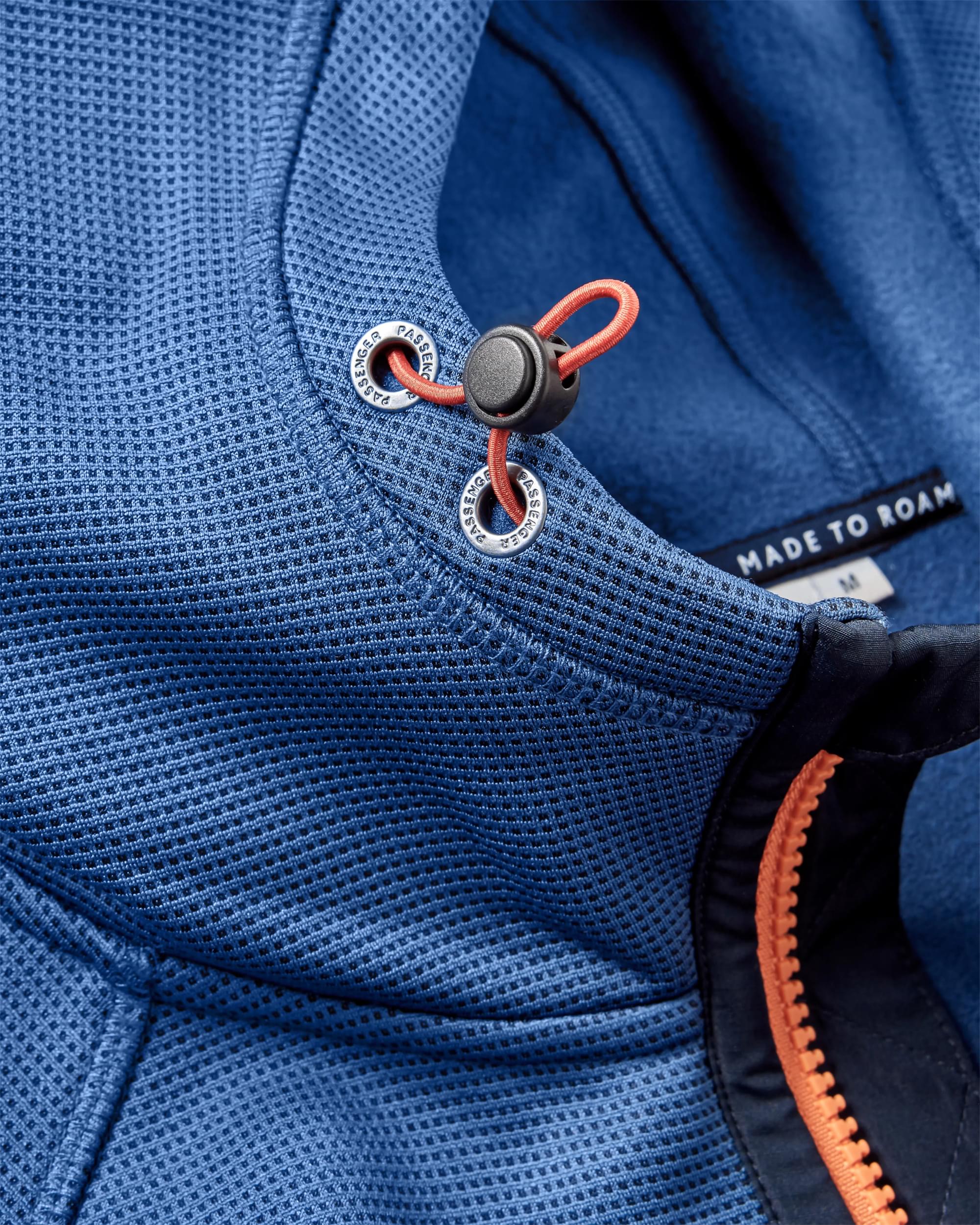 Vertical Full Zip Hooded Recycled Fleece - Dark Denim - Flatlay