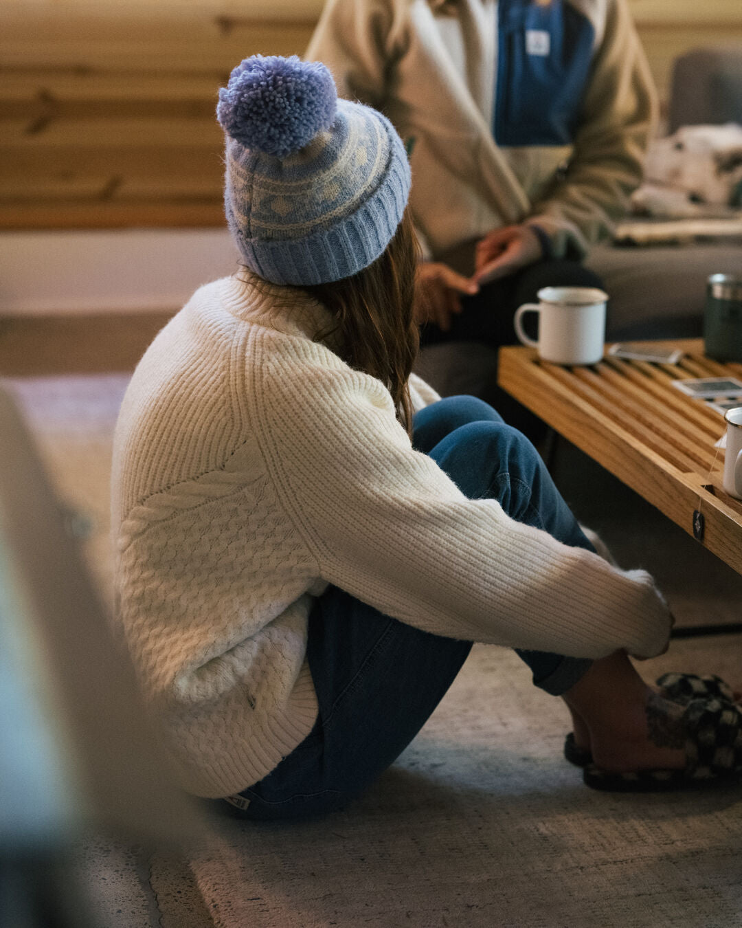 Cozy Cable Recycled Knitted Jumper - Off White - Lifestyle