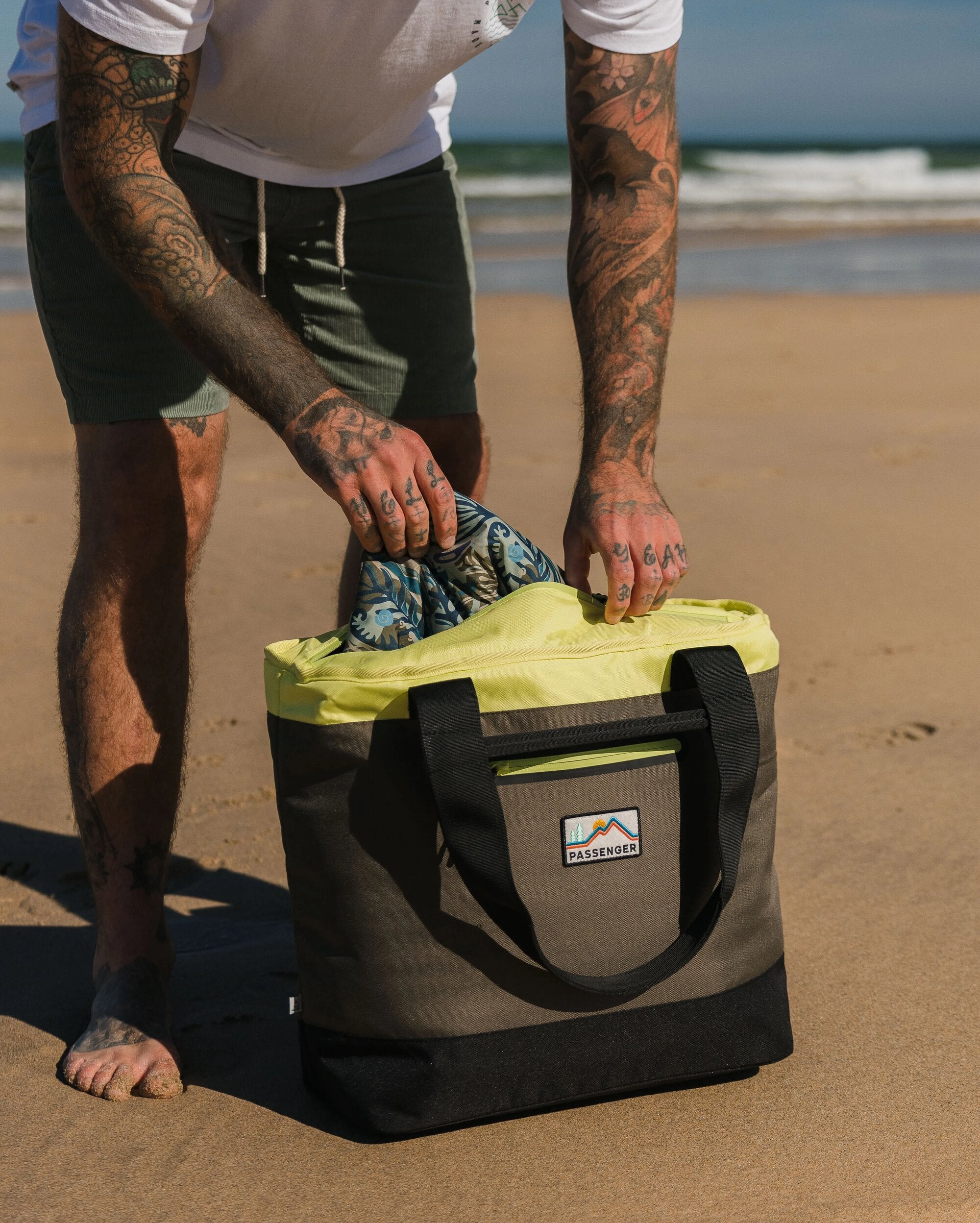 Tote Recycled Cooler Bag - Khaki Multi - Lifestyle - Male