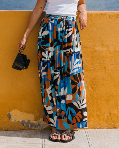 Zephyr Woven Maxi Skirt - Mountain Foliage Blue - Lifestyle
