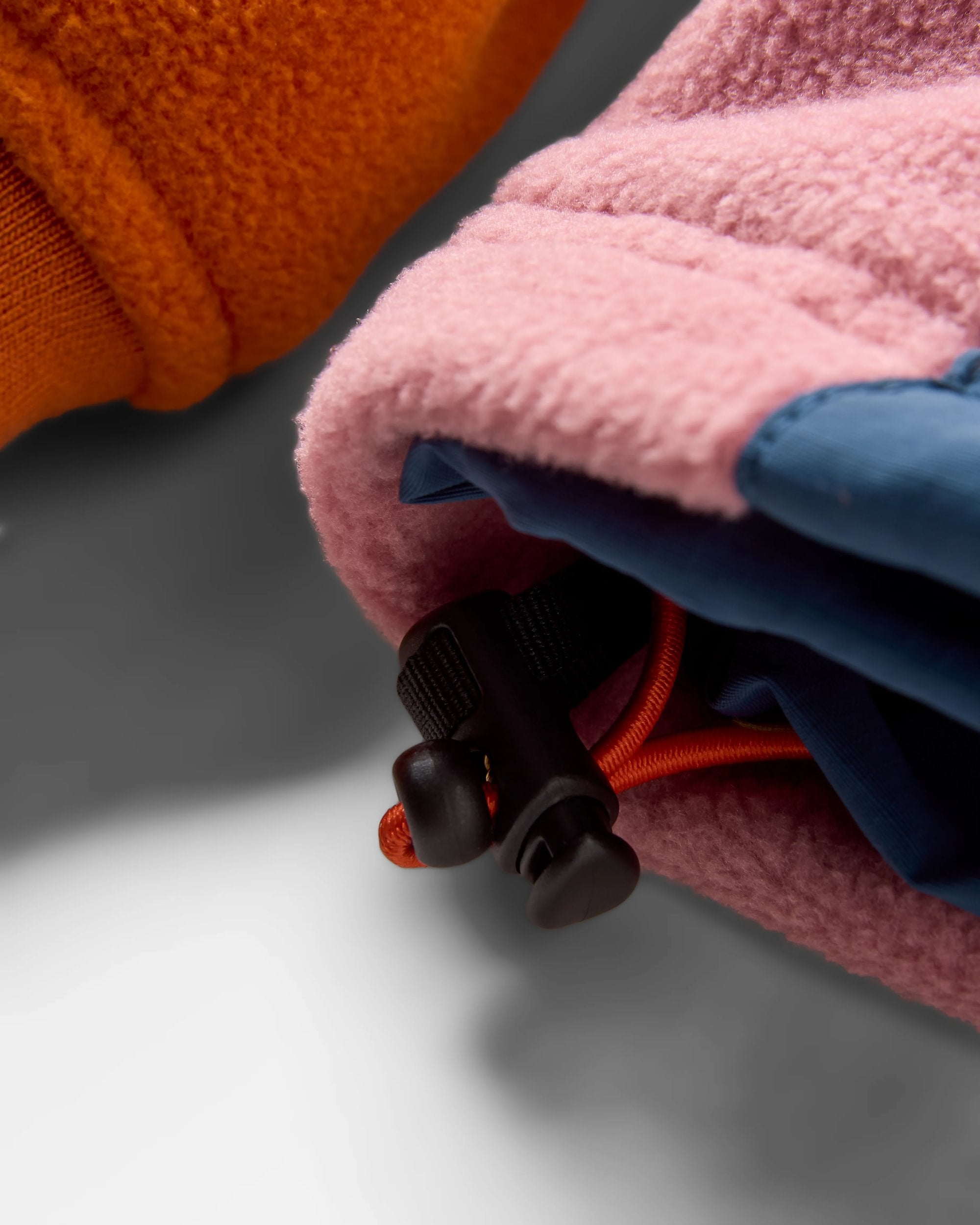 Alexander Recycled Hooded Polar Fleece - Dark Denim/Sunset Orange - Flatlay