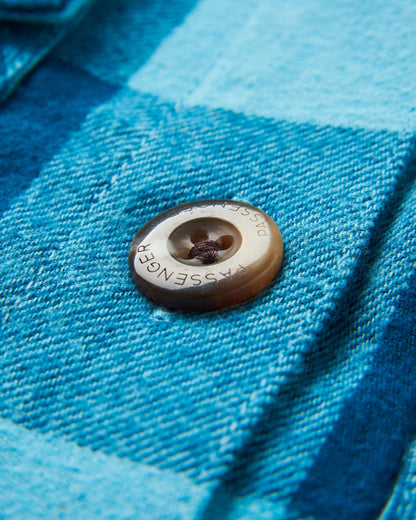 Stella Organic Cotton LS Shirt - Retro Blue Check  - Flatlay