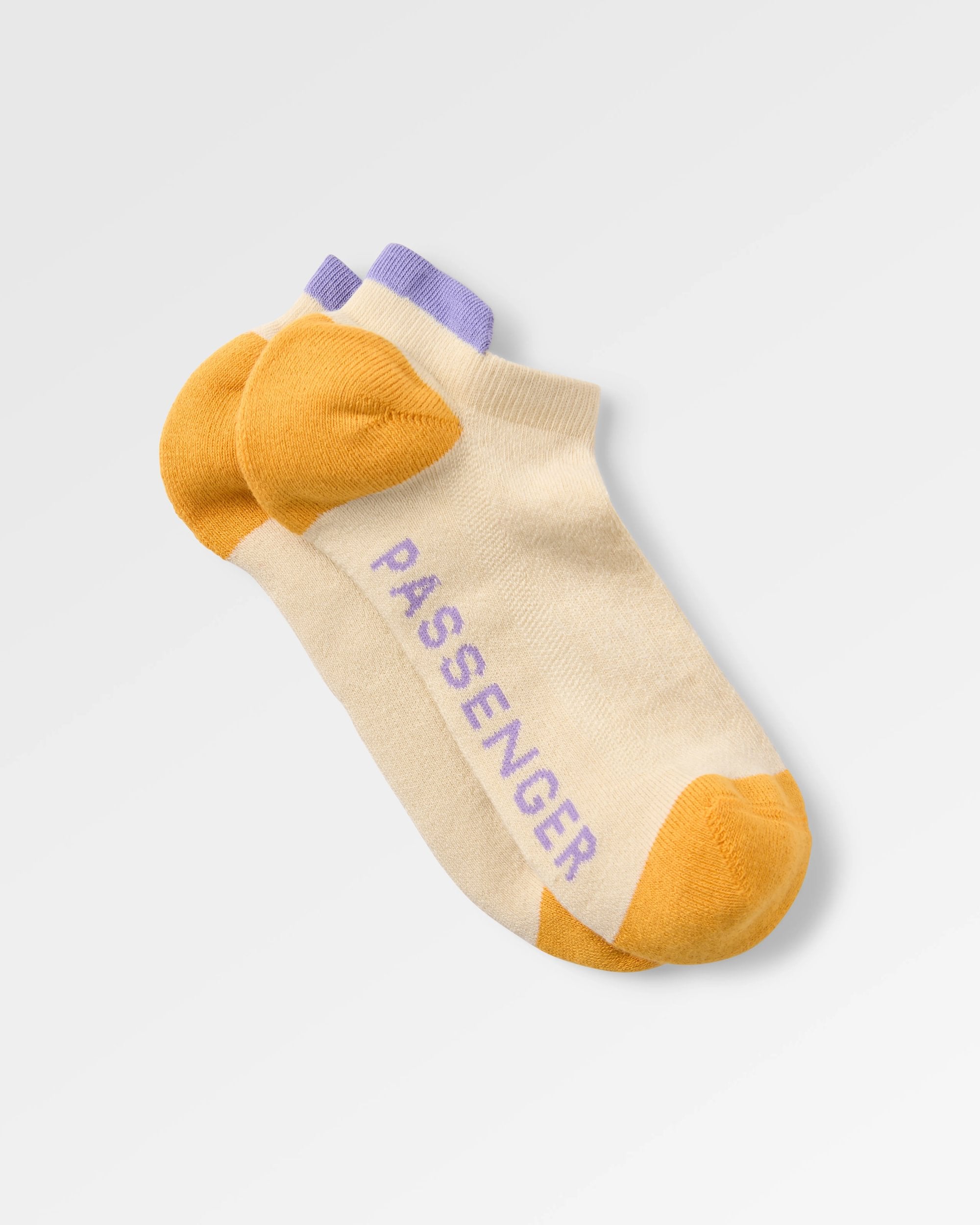 Organic Trainer Socks - Birch - Flatlay