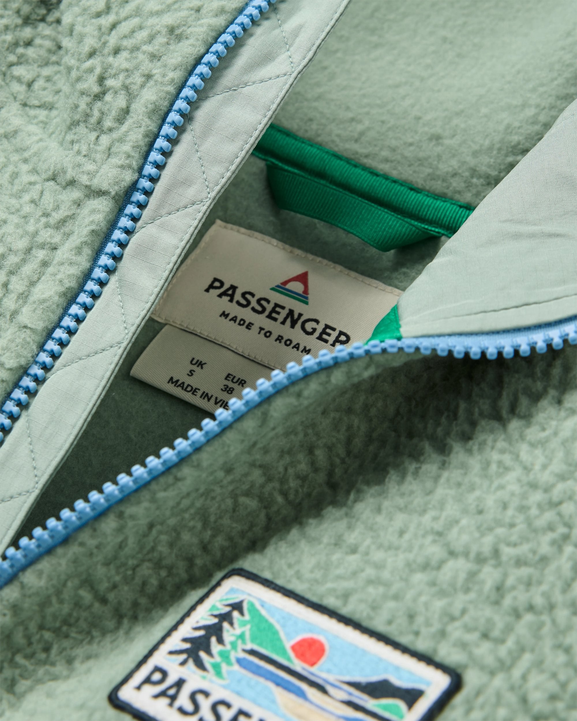 North Coast Full Zip Recycled Sherpa Fleece - Pistachio - Flatlay