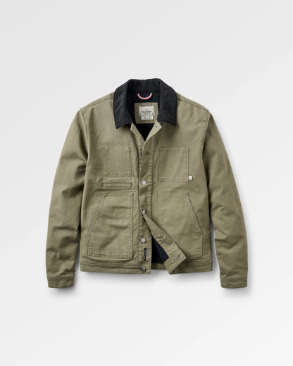Vantage Lined Organic Cotton Canvas Jacket - Dusty Olive - Flatlay