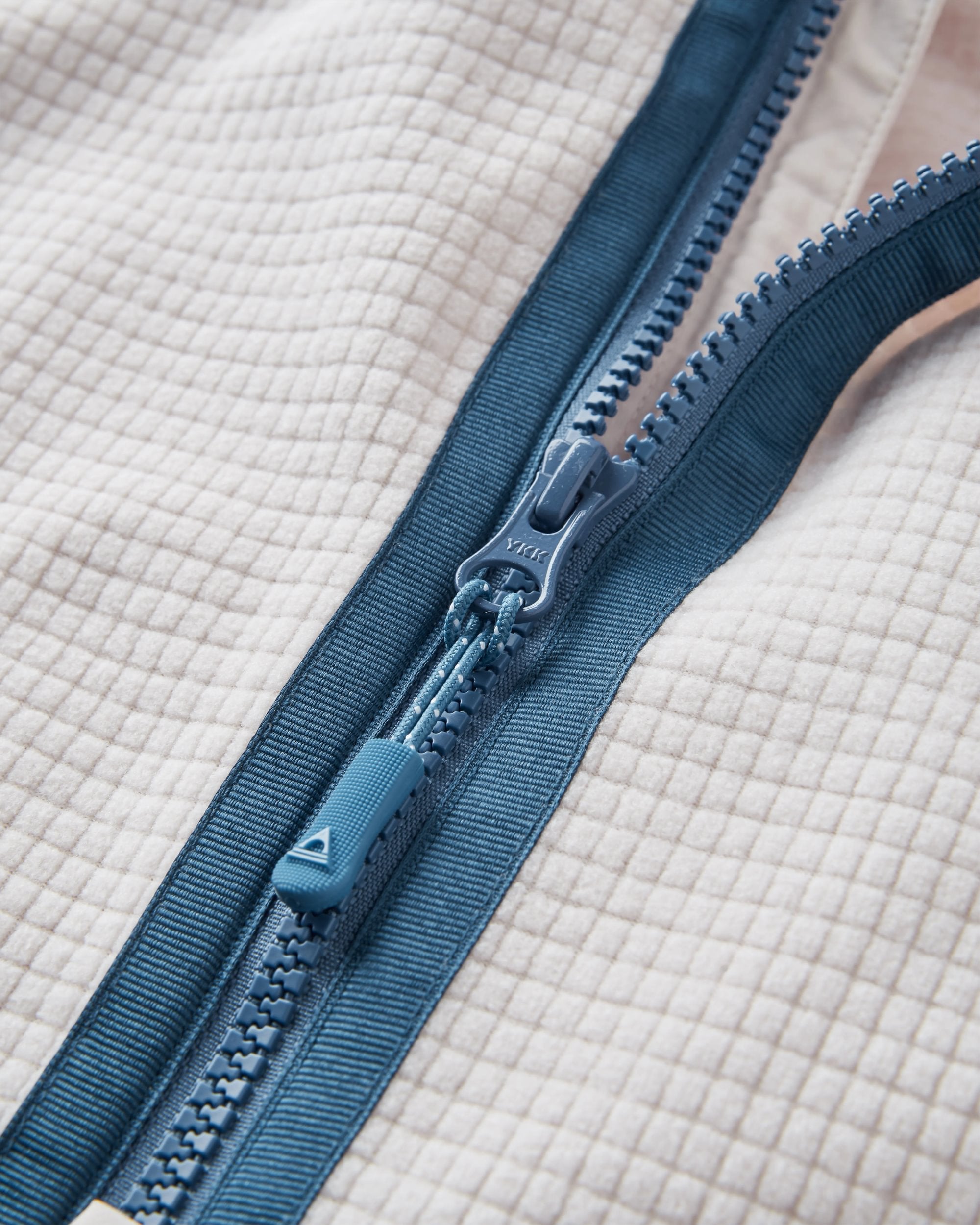 Off Trail Recycled Grid Polar Fleece - Birch/Sunset Orange - Flatlay