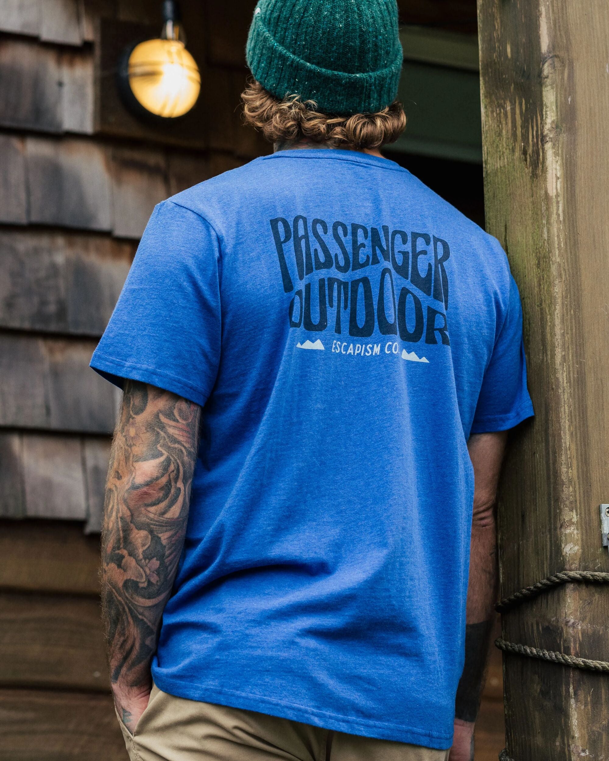 Yuca Organic Cotton T-Shirt - Azure Blue Marl - Lifestyle