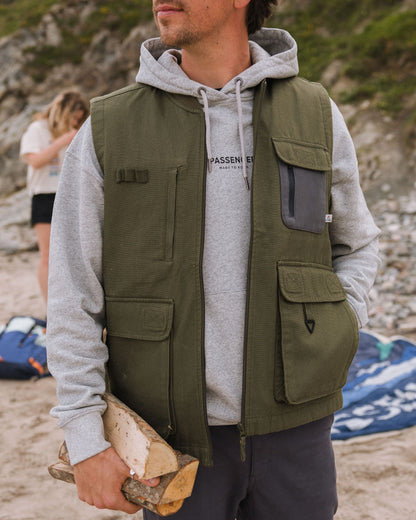 Explorers Organic Cotton Canvas Gilet - Khaki - Lifestyle