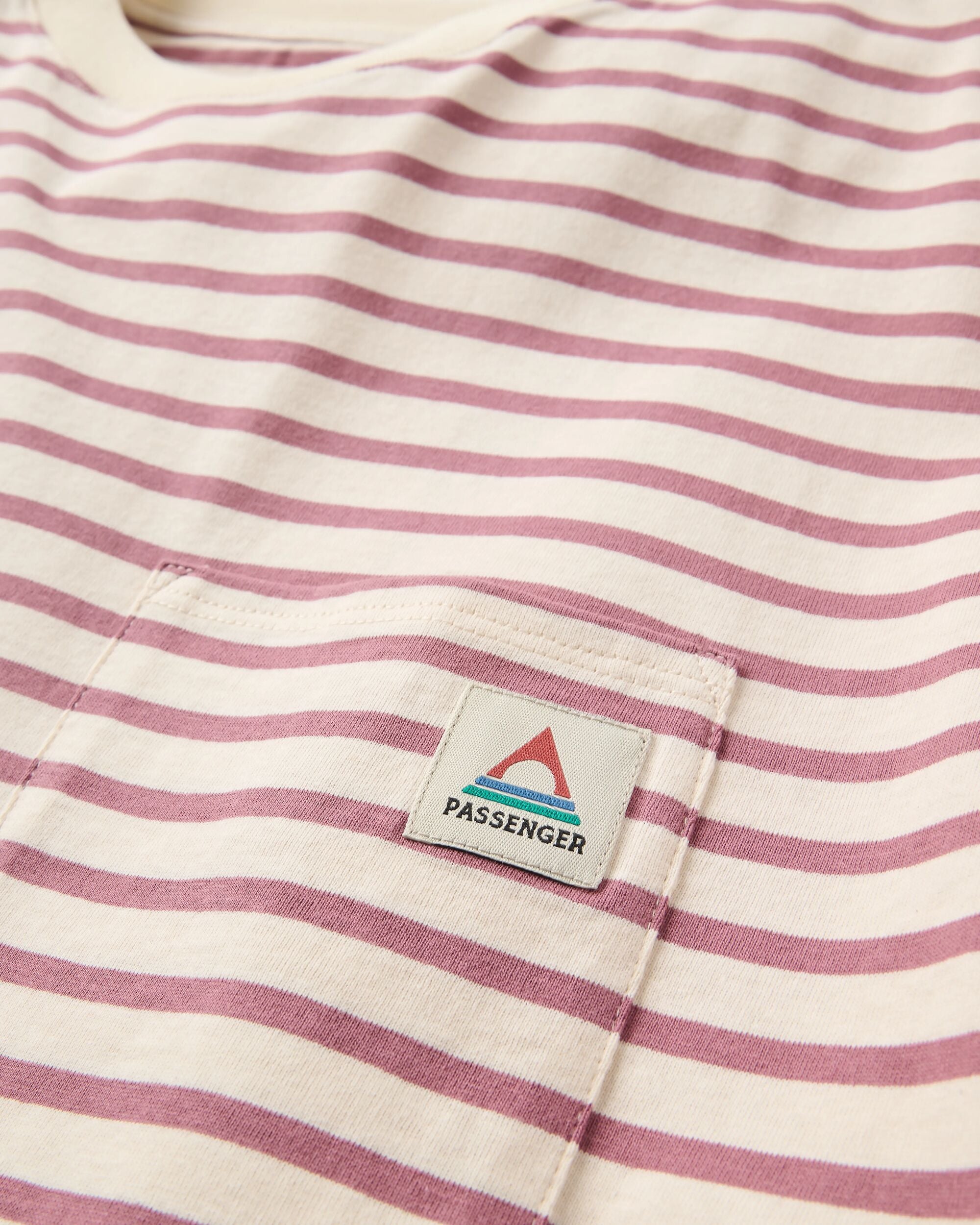 Zen Recycled Relaxed Fit T-Shirt - Mauve Dusk Stripe - Flatlay