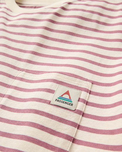 Zen Recycled Relaxed Fit T-Shirt - Mauve Dusk Stripe - Flatlay