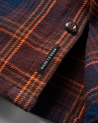 Island Twill Shirt - Rich Navy/Espresso Check - Flatlay