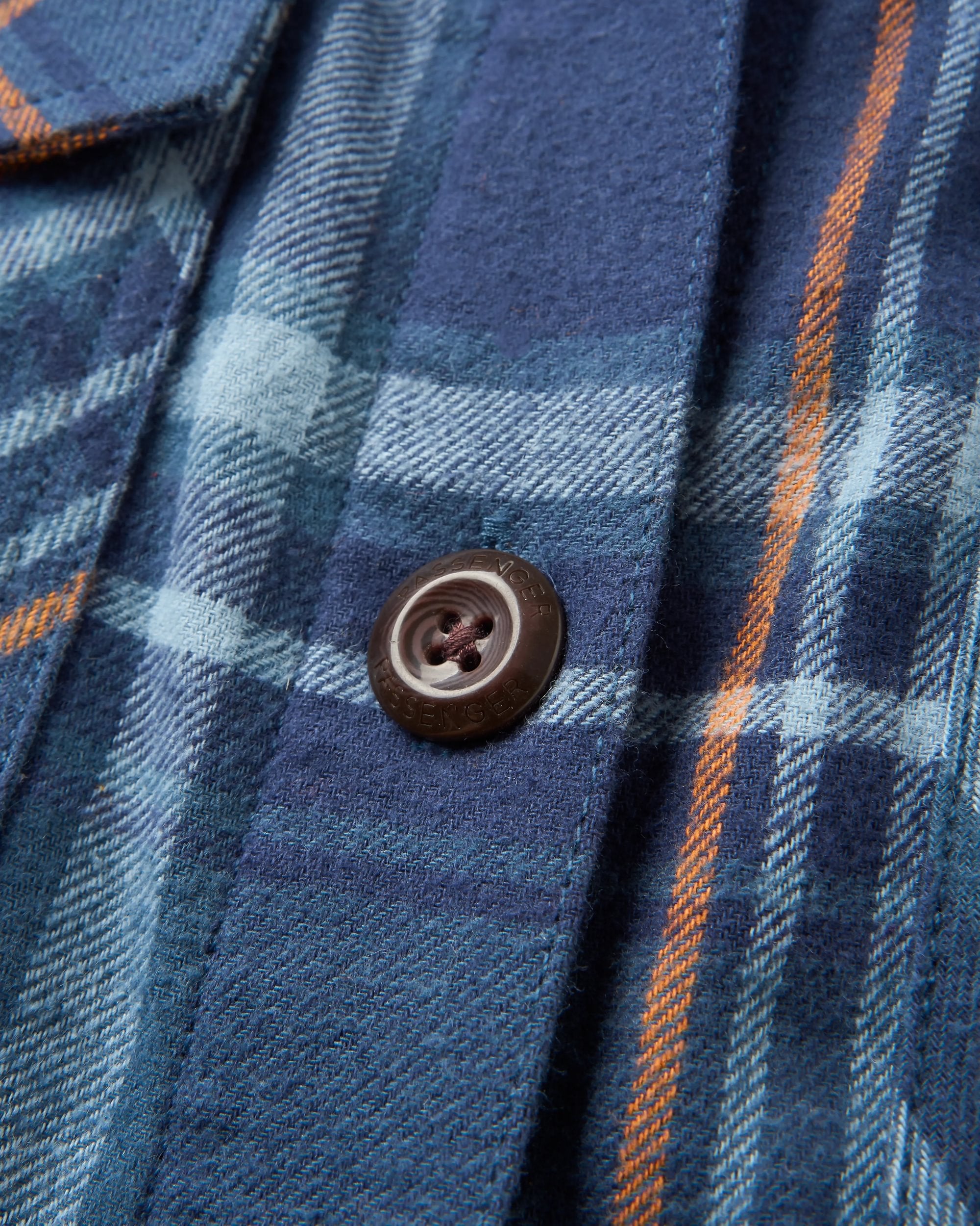 Stella Organic Cotton LS Shirt - Rich Navy/Faded Denim Check - Flatlay