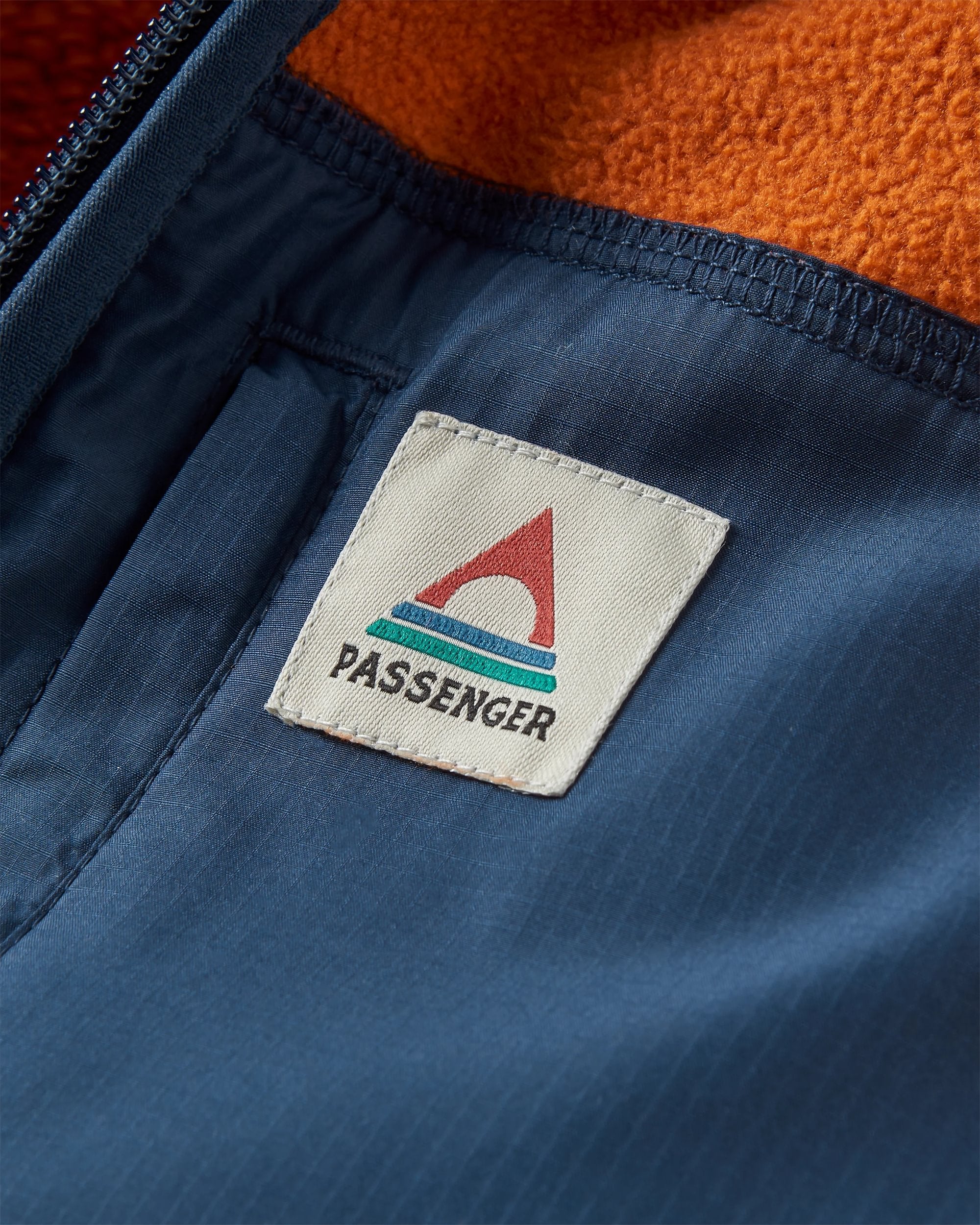 Loch Hooded Recycled Polar Fleece - Sunset Orange/Storm Grey - Flatlay