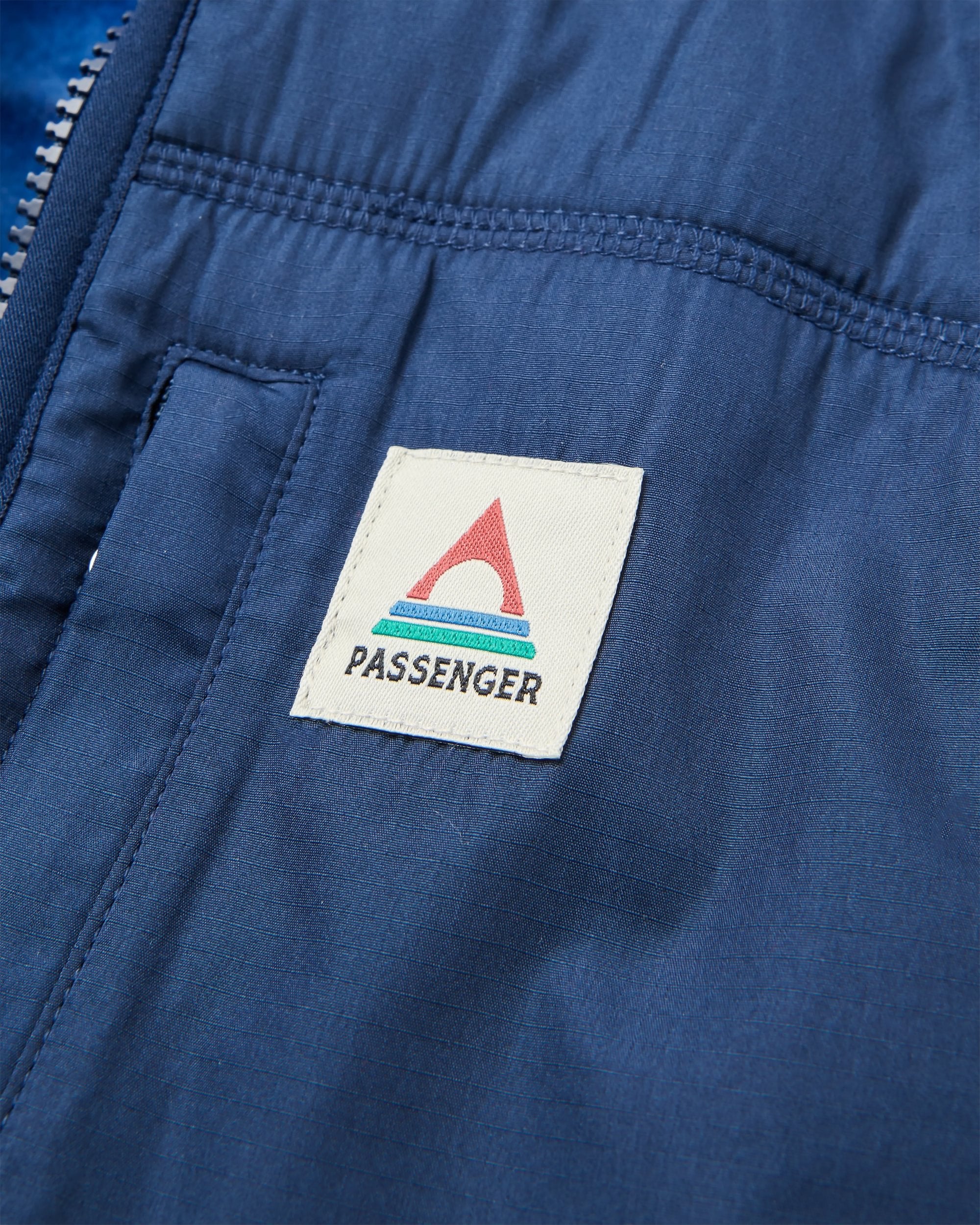 Offgrid 1/2 Zip Recycled Sherpa Fleece - Tracks Electric Blue - Flatlay