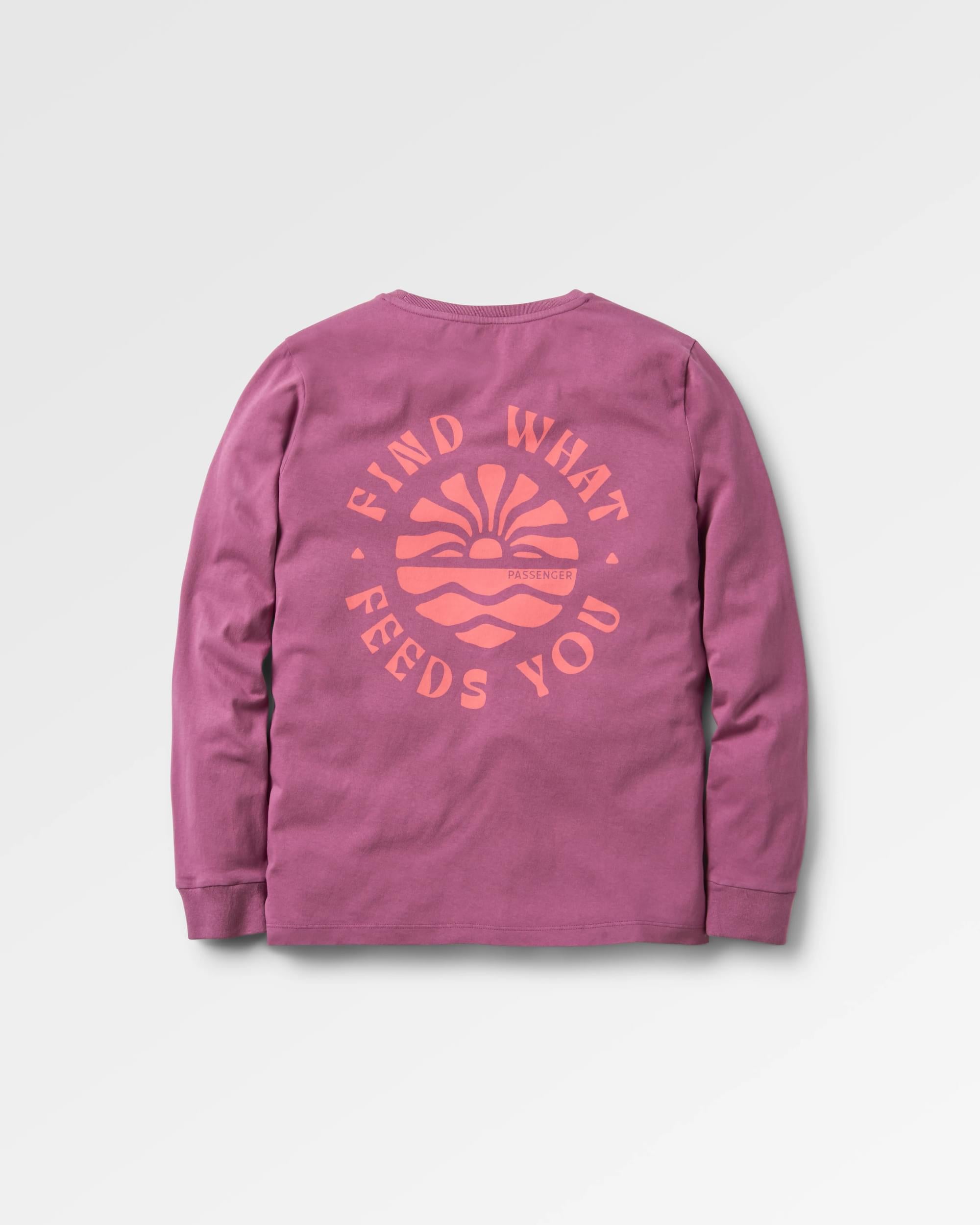 Discovery Recycled Cotton LS T-Shirt - Berry - Flatlay