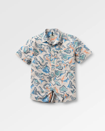 Traveller Short Sleeve Stretch Shirt - Abstract Strata Multi - Flatlay