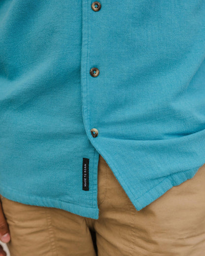 Cove Organic Cotton Short Sleeve Shirt - Blue Pool - 
