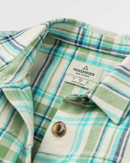 Stella Organic Cotton LS Shirt - Vintage White/Stem Green Check - Flatlay