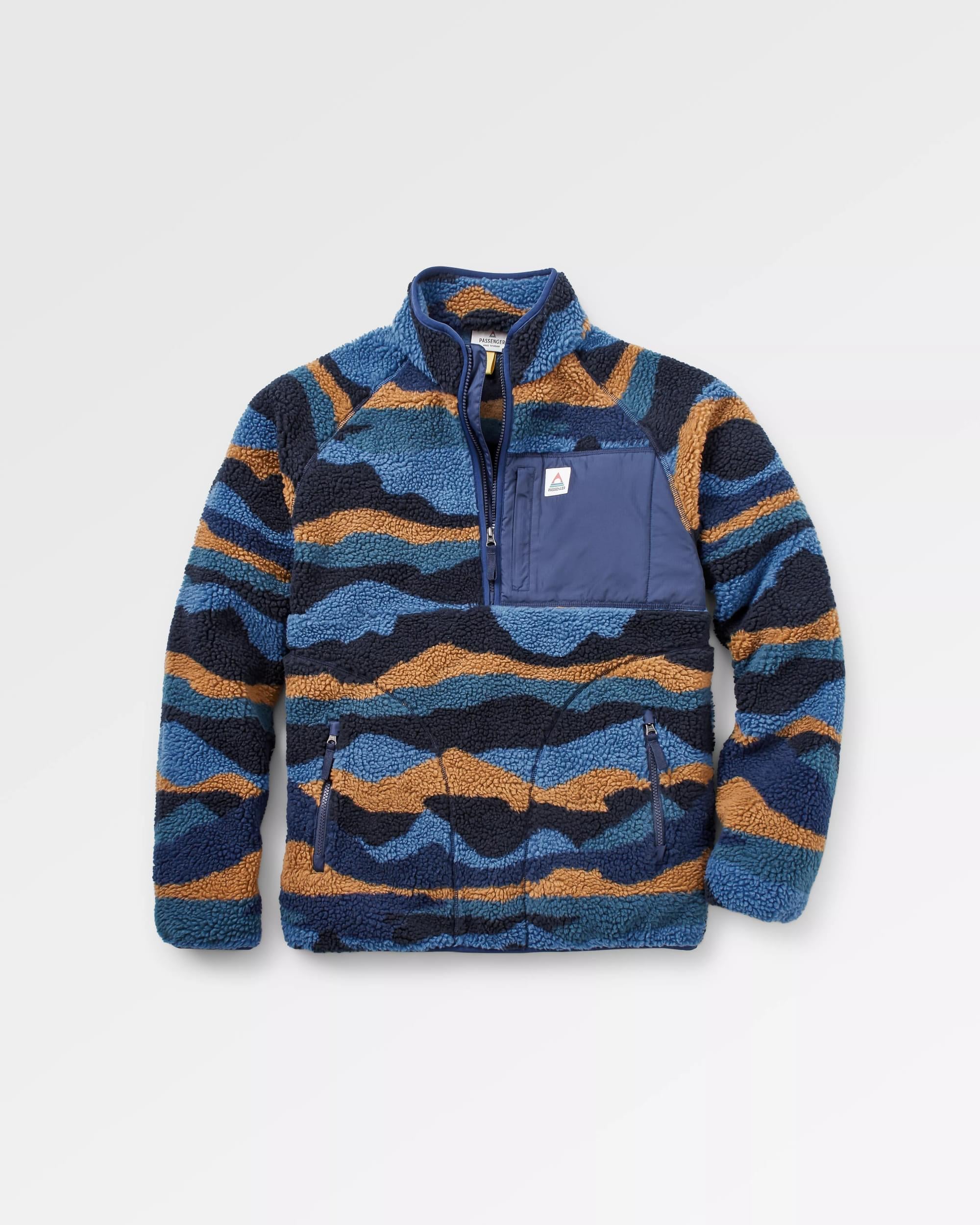 Offroad Recycled Sherpa 1/2 Zip Fleece - Scenic Navy - Flatlay