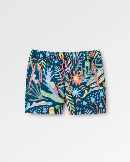 Way Out NetPlus® All Purpose Short - Abstract Seaweed Tidal Blue - Flatlay