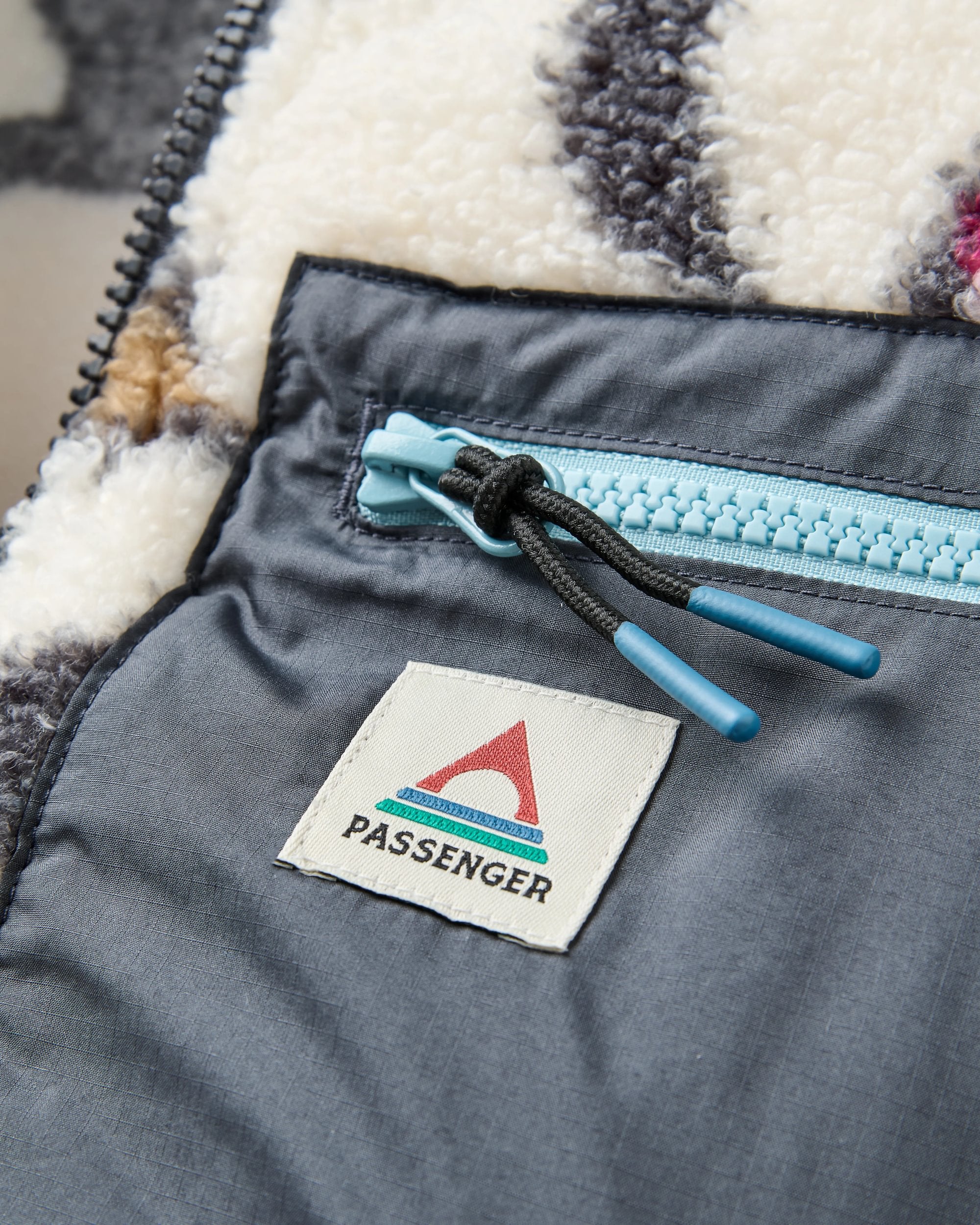 Ravi Recycled Sherpa Fleece - Abstract Trails Off White - Flatlay