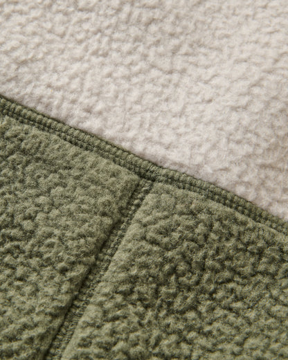 Home Recycled Sherpa Fleece - Vintage White/Dusty Olive - Flatlay