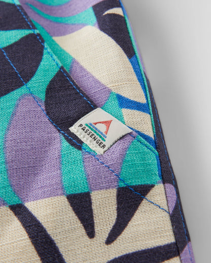 Santosa Woven Short - Mountain Foliage Purple - Flatlay