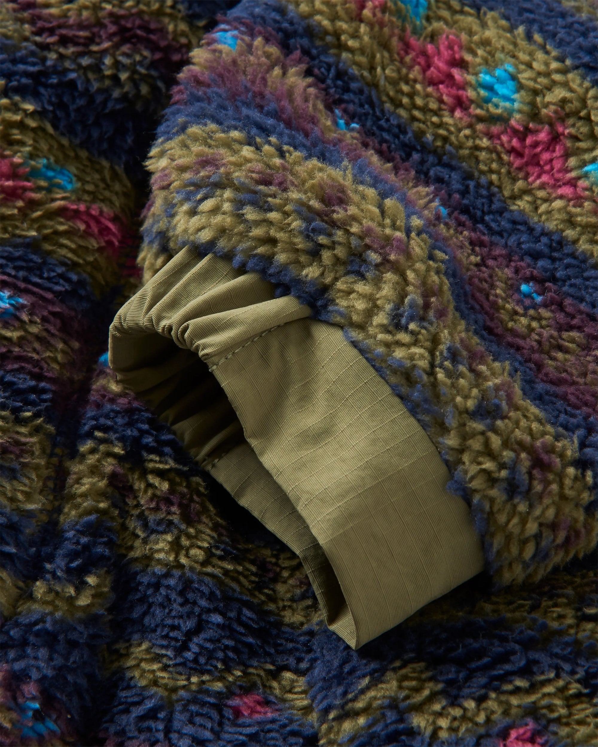 Beaumont Recycled Sherpa Hooded Fleece - Mountain Geo Multi - Flatlay