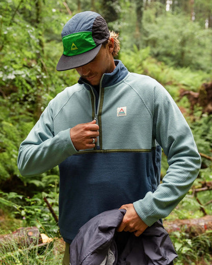 Overlook Recycled Grid Polar Fleece - Arctic/Dark Denim - Lifestyle